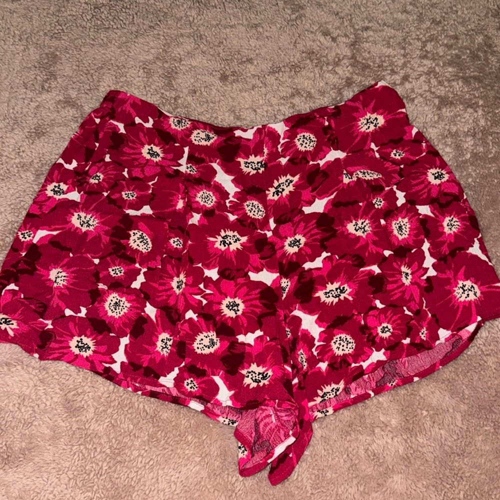 LOFT beach rayon pink floral shorts